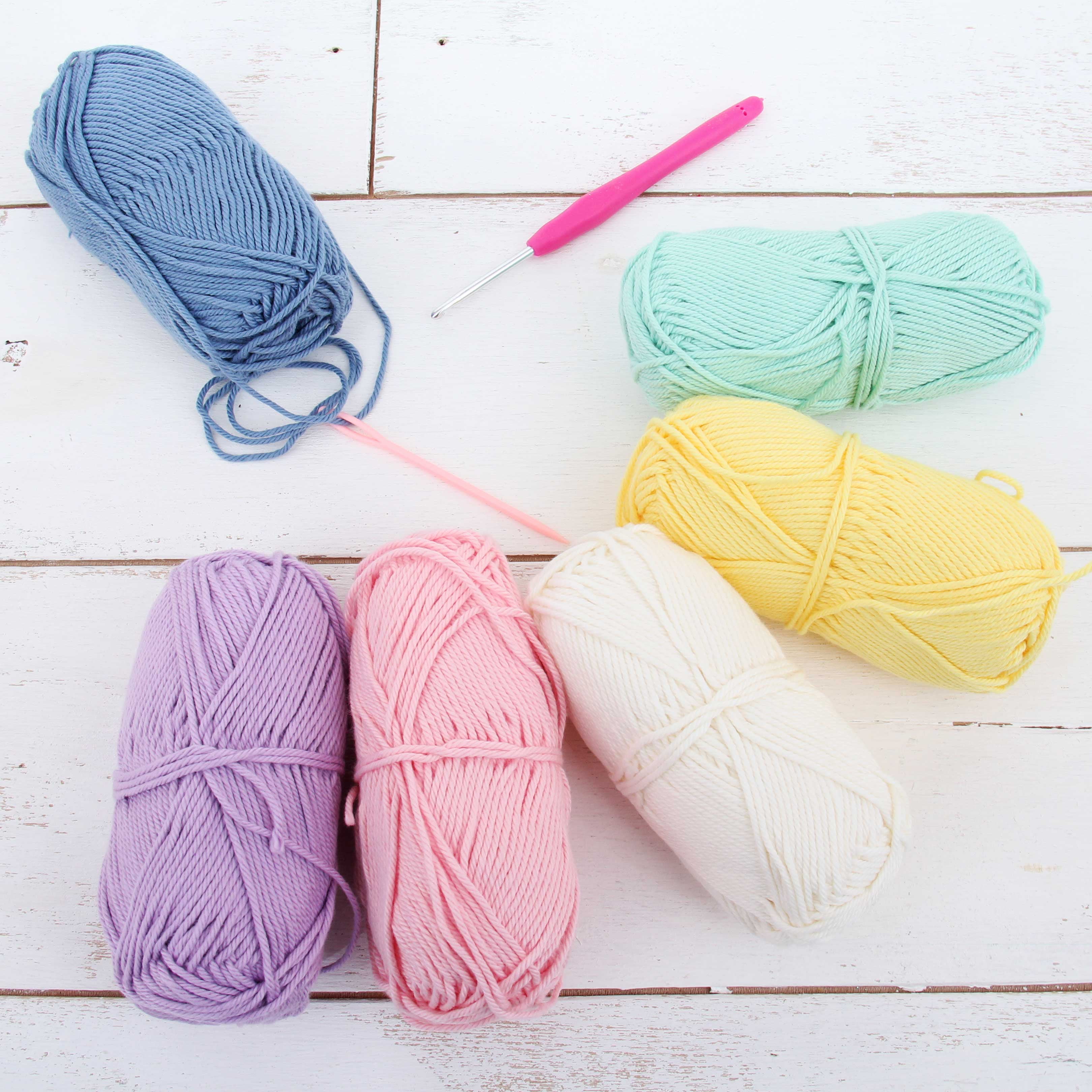 Threadart Crochet 100% Pure Cotton Size 4 Yarn Set | Frosting Colors | Pack of 6 Skeins Each 50 grams | Worsted Medium #4 Yarn | 85 yds per Skein