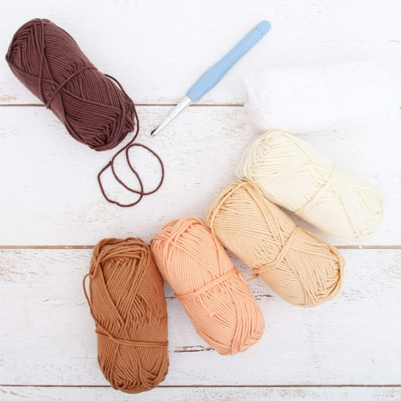 Threadart Crochet 100% Pure Cotton Yarn Set | Desert Sand Colors | Pack of 6 Skeins Each 50 grams | Worsted Medium #4 Yarn | 85 yds per Skein