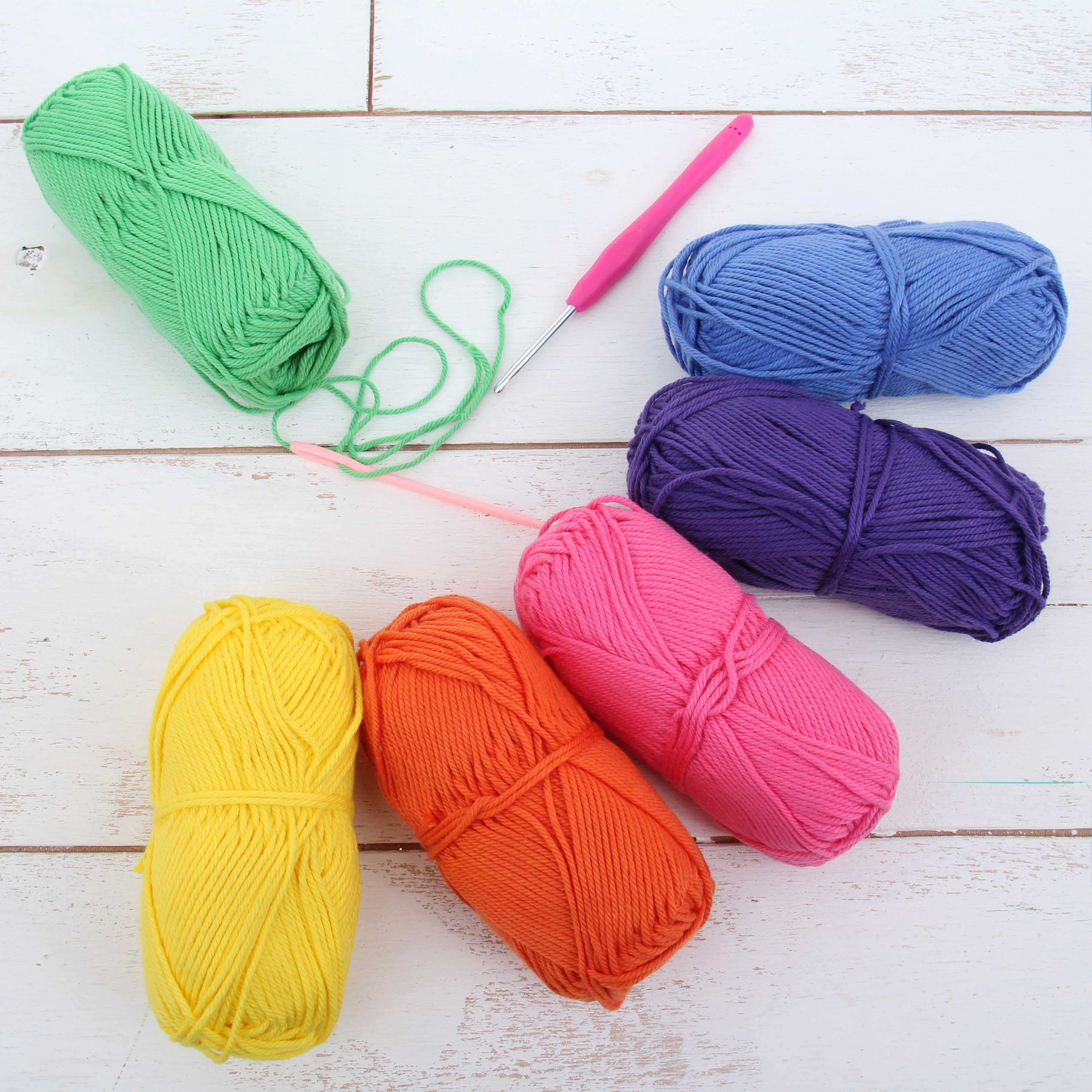 Threadart Crochet 100% Pure Cotton Yarn Set, Gemstone Colors, Pack of 6  Skeins Each 50 grams, Worsted Medium #4 Yarn