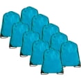 thumbnail image 1 of Threadart Drawstring Backpacks - Pack of 10 - Aqua | Sports Cinch Sack String Backpack | For School, Gym, Storage & Travel | Large 15" x 18.5" Size, 1 of 3