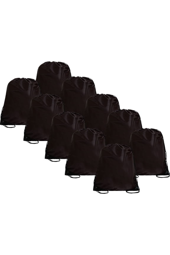 Drawstring polyester Backpack, Black, 10-Piece