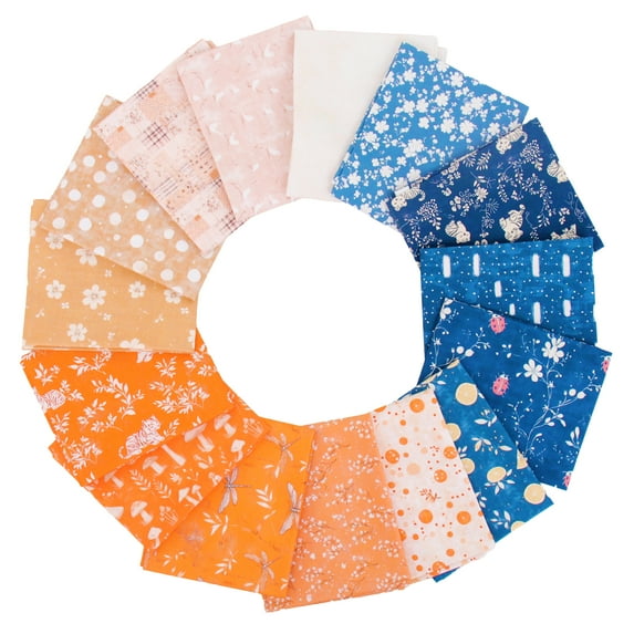 Threadart Exclusive 15 Fabric Bundles - Coastal Sunset Vintage Prints 100% Cotton Fabric - Premium 100% Cotton Quilting Fabric - No Duplicates - Full Size 18"x21" - Coastal Sunset