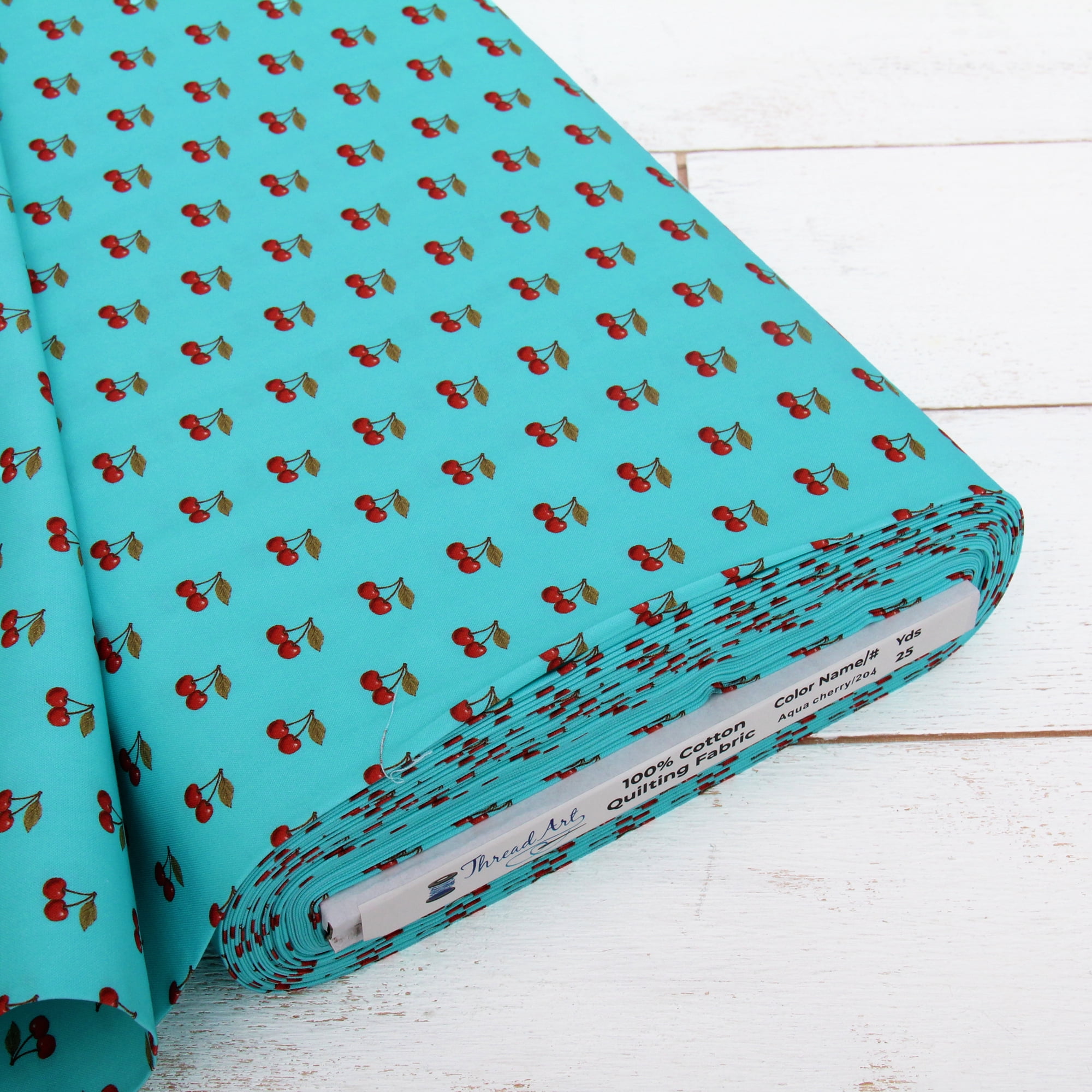 Premium Cotton Quilting Fabric Sold By The Yard - Confett Brights Collection - 44" Width - 100% Cotton - Quilting, Sewing, Crafts - Aqua Cherry