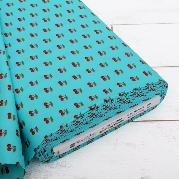 Premium Cotton Quilting Fabric Sold By The Yard - Confett Brights Collection - 44" Width - 100% Cotton - Quilting, Sewing, Crafts - Aqua Cherry