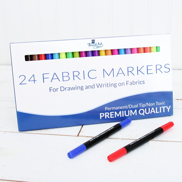 Fabric Markers Permanent for Clothes Washable: 24 Colors Fabric
