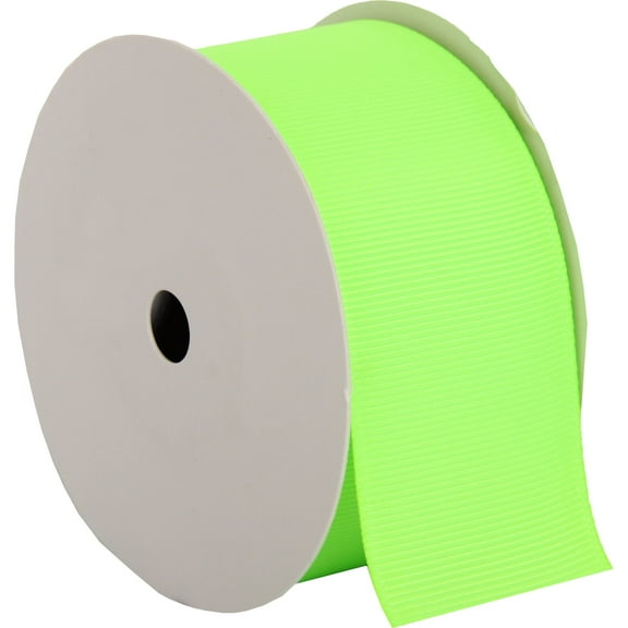 Threadart Grosgrain Ribbon Rolls - 10 yd rolls - 4 Widths 25 Colors - Solid Colors Ribbed Pattern - For Bows, Decorations, Hair Clips, and More - 1 1/2" (1.5") width - Neon Green 544