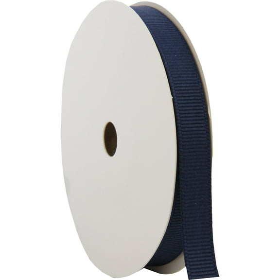 Threadart Grosgrain Ribbon Rolls - 10 yd rolls - 4 Widths 25 Colors - Solid Colors Ribbed Pattern - For Bows, Decorations, Hair Clips, and More - 3/8" (0.38") width - Navy 370