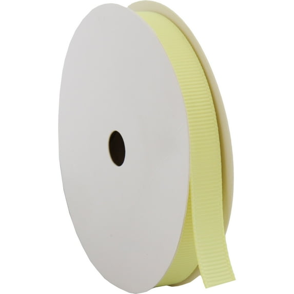 Threadart Grosgrain Ribbon Rolls - 10 yd rolls - 4 Widths 25 Colors - Solid Colors Ribbed Pattern - For Bows, Decorations, Hair Clips, and More - 3/8" (0.38") width - Pale Yellow 617