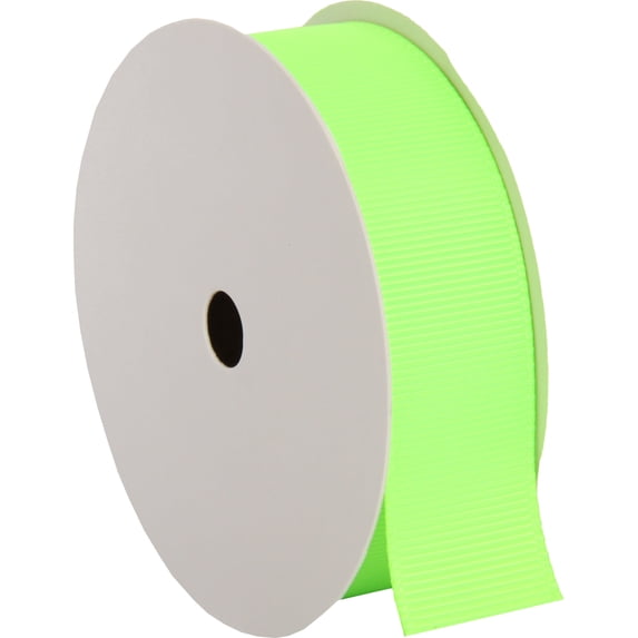 Threadart Grosgrain Ribbon Rolls - 10 yd rolls - 4 Widths 25 Colors - Solid Colors Ribbed Pattern - For Bows, Decorations, Hair Clips, and More - 7/8" (0.88") width - Neon Green 544