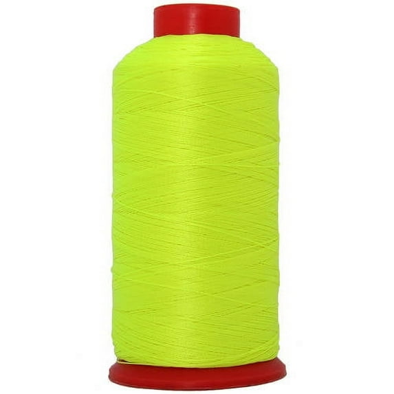 Threadart Heavy Duty Bonded Nylon Thread - 1650 yards (1500m) - Coated No Unravel - #69 T70 Size 210D/3 - For Upholstery, Leather, Weaving Hair, Denim, & More - 26 Colors Available - Neon Yellow