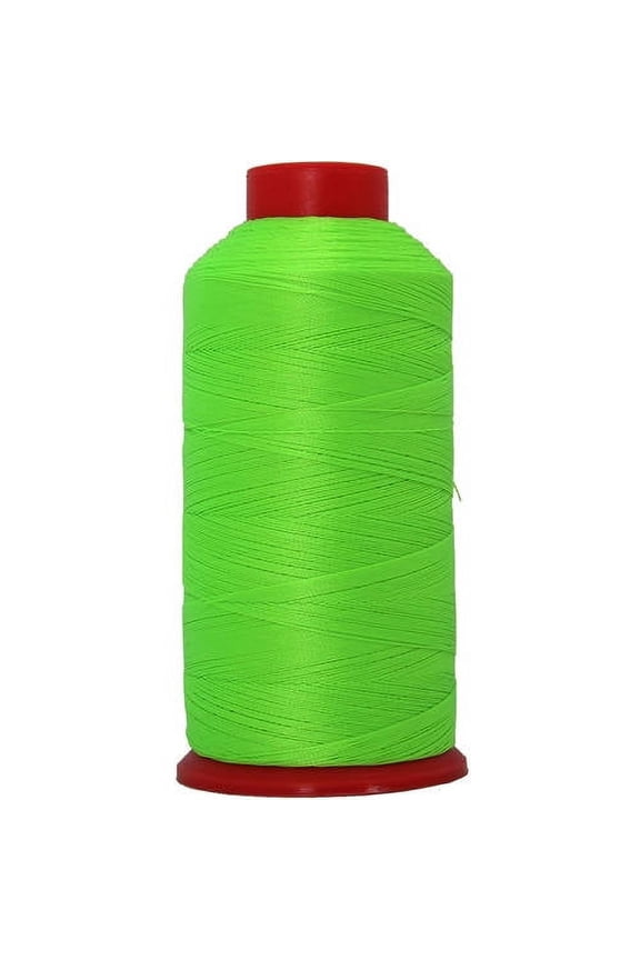 Heavy Duty Bonded Nylon Thread - 1650 yards (1500m) - Coated No Unravel - #69 T70 Size 210D/3 - For Upholstery, Leather, Weaving Hair, Denim, & More - 26 Colors Available - Neon Green