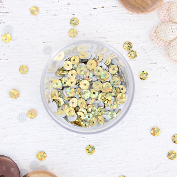 Threadart Hot Fix Loose Sequin - 4MM Gold Hologram - 720 per pkg - Hotfix
