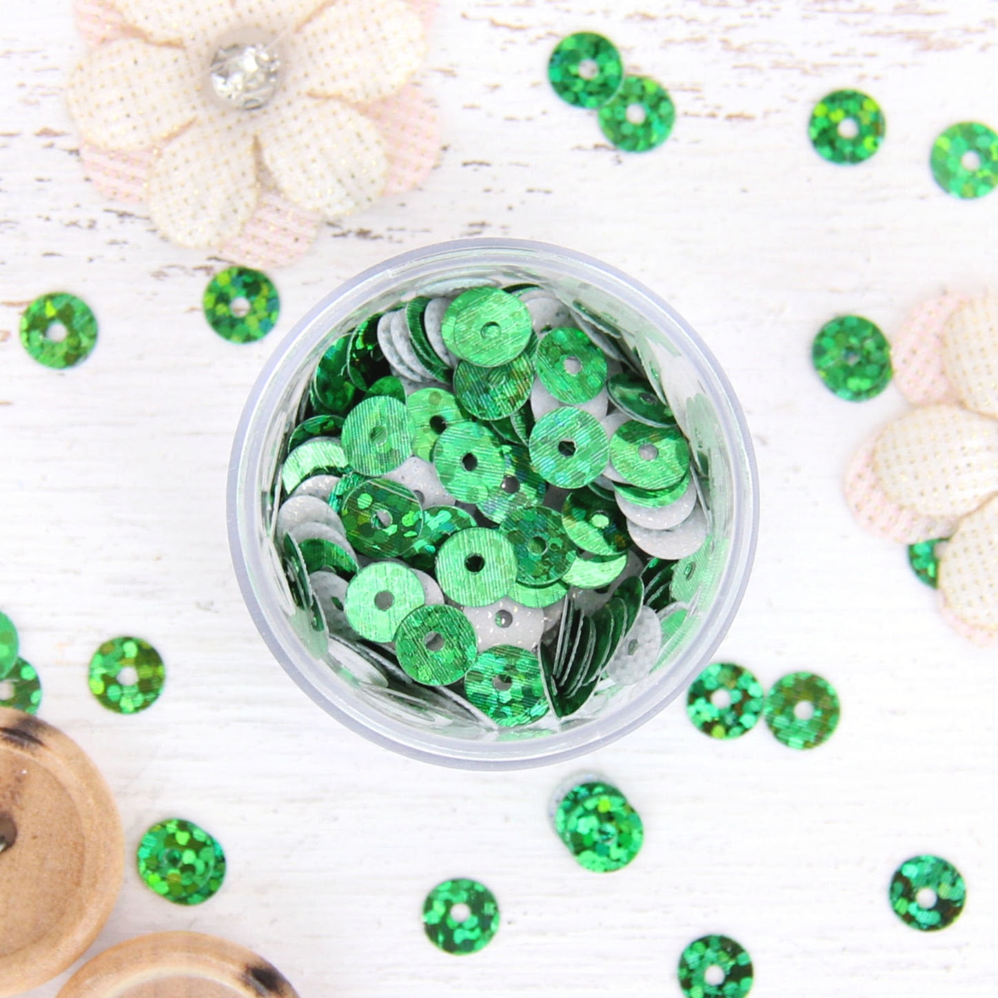 Loose Cup Hologram Sequins 6mm - Green - 720 Pieces (5 Gross)