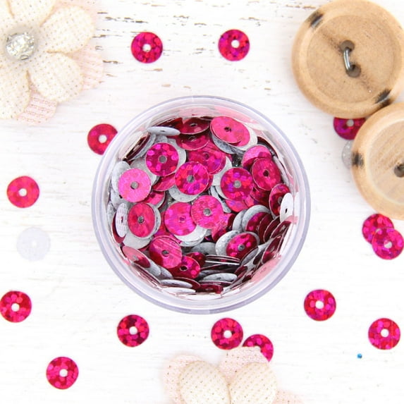 Threadart Hot Fix Loose Sequin - 6MM Hot Pink Hologram - 720 per pkg - Hotfix