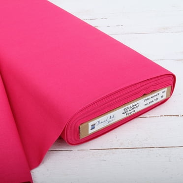 Threadart Linen Fabric By The Yard - Embroidery Fabric - Premium Cotton Linen Fabric for Embroidery, Cross Stitch, Apparel, Linen Canvas, Home Décor - 55" Width - Hot Pink
