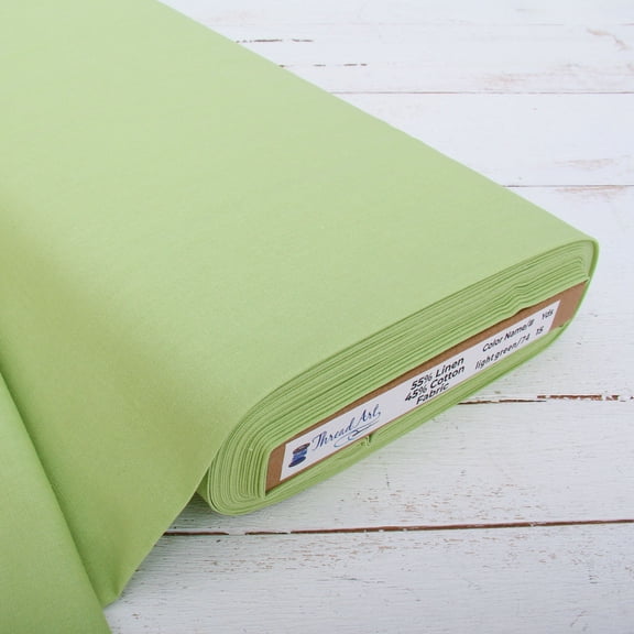 Threadart Linen Fabric By The Yard - Embroidery Fabric - Premium Cotton Linen Fabric for Embroidery, Cross Stitch, Apparel, Linen Canvas, Home Décor - 55" Width - Light Green