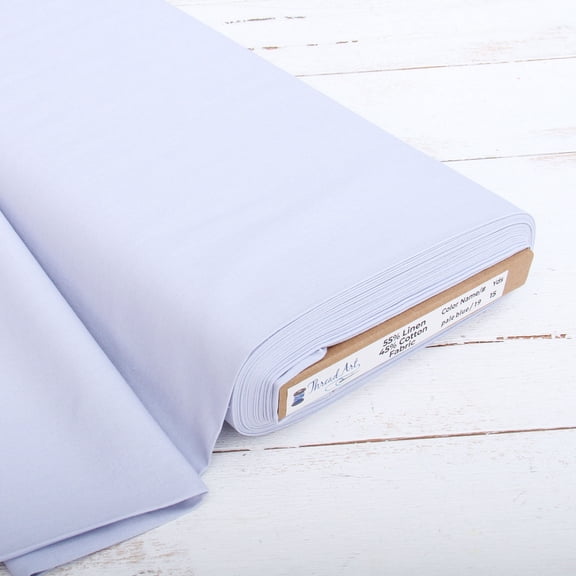 Threadart Linen Fabric By The Yard - Embroidery Fabric - Premium Cotton Linen Fabric for Embroidery, Cross Stitch, Apparel, Linen Canvas, Home Décor - 55" Width - Pale Blue