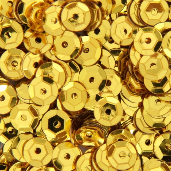 Threadart Loose Cup Metallic Sequins - 6mm - Gold - 5 Gross (720 pcs/pk) - 2 Sizes and 12 Colors Available