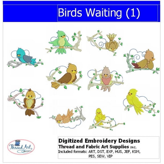 Threadart Machine Embroidery Design Bundles - Animal Sets - Birds Waiting(1) - Loaded On USB Stick - Over 30 Sets Available
