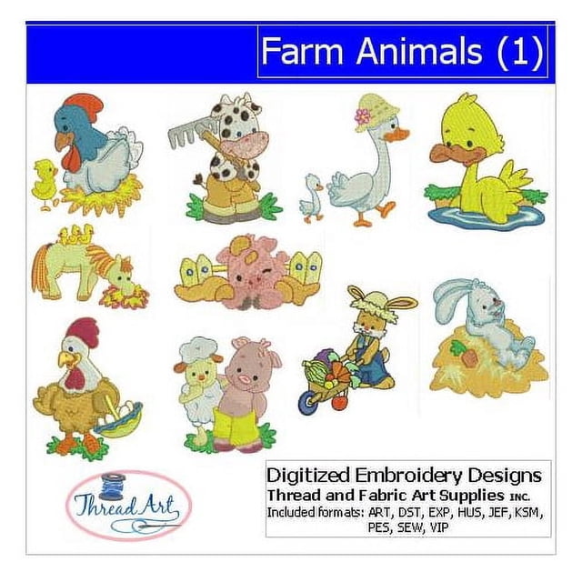 Threadart Machine Embroidery Design Bundles - Animal Sets - Farm ...