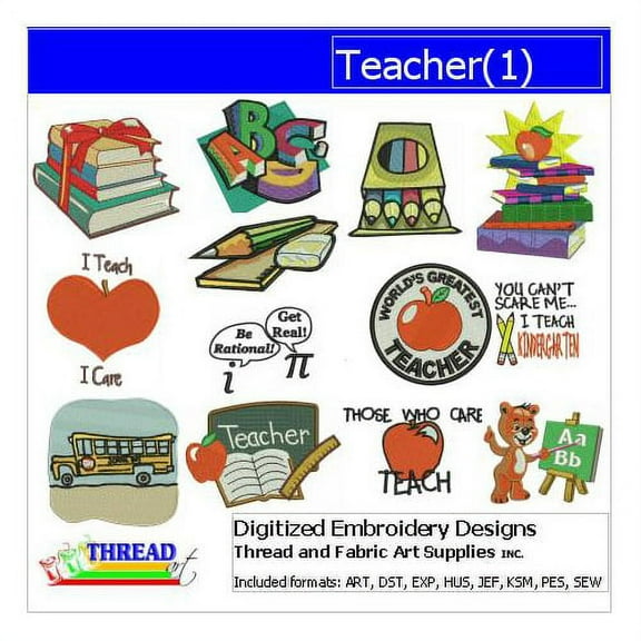 Threadart Machine Embroidery Design Bundles - Career Sets - Teacher(1) - Loaded On USB Stick - 8 Sets Available
