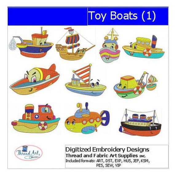 Threadart Machine Embroidery Design Bundles - Children Sets - Toy Boats(1) - Loaded On USB Stick - Over 40 Sets Available