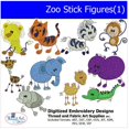 thumbnail image 1 of Threadart Machine Embroidery Design Bundles - Children Sets - Zoo Stick Figures(1) - Loaded On USB Stick - Over 40 Sets Available, 1 of 9