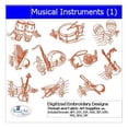 thumbnail image 1 of Threadart Machine Embroidery Design Bundles - Hobby & Activity Sets - Musical Instruments(1) - Loaded on USB Stick - Over 15 Sets Available, 1 of 9