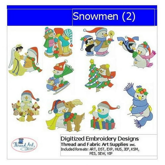 Threadart Machine Embroidery Design Bundles - Holiday Sets - Snowmen(2) - Loaded on USB Stick - Over 50 Sets Available