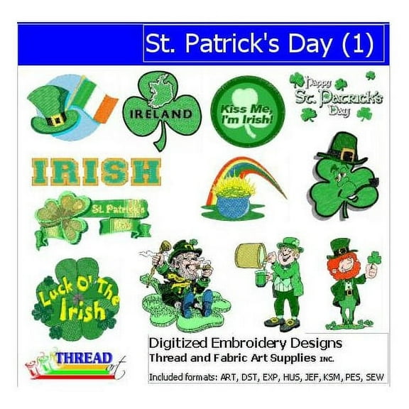 Threadart Machine Embroidery Design Bundles - Holiday Sets - St Patricks Day (1) - Loaded on USB Stick - Over 50 Sets Available