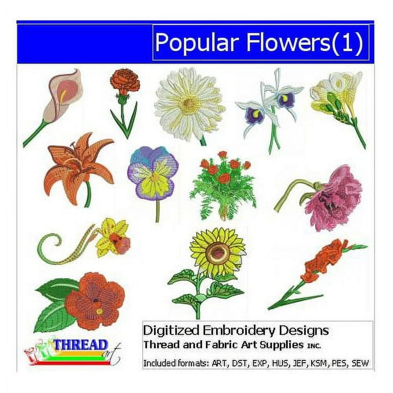 Threadart Machine Embroidery Design Bundles - Plant Sets - Popular Flowers(1)  - Loaded on USB Stick - 7 Sets Available - Walmart.com
