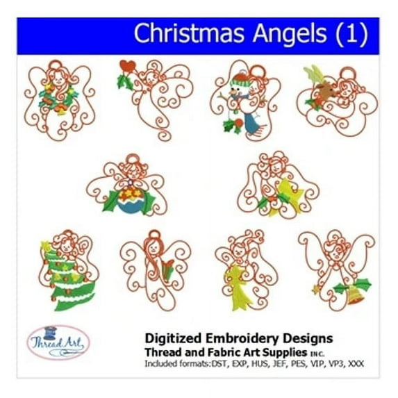 Threadart Machine Embroidery Design Bundles - Religion Sets - Christmas Angels (1) - Loaded on USB Stick - 9 Sets Available