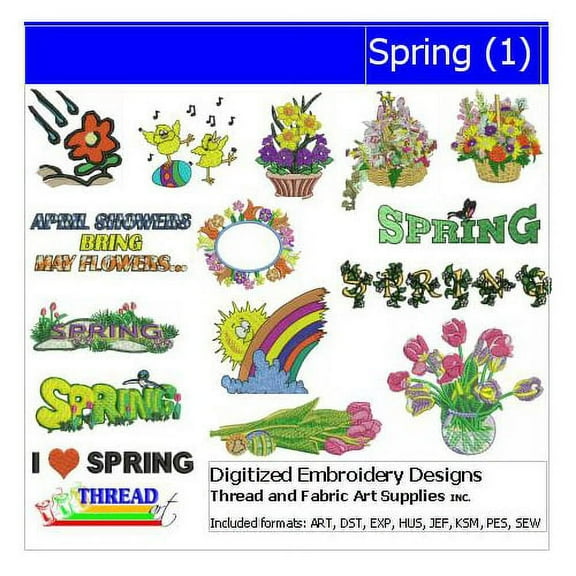Threadart Machine Embroidery Design Bundles - Seasons Sets - Spring(1) - Loaded on USB Stick - 10 Sets Available