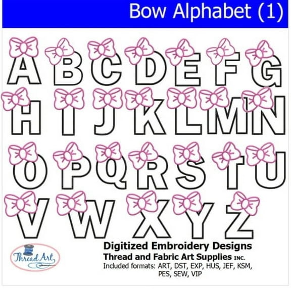 Threadart Machine Embroidery Designs - Bow Alphabet (1)