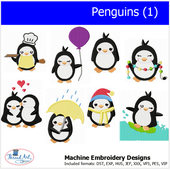 Threadart Machine Embroidery Designs - Penguins (1)