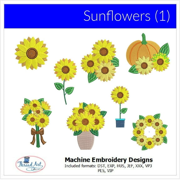 Threadart Machine Embroidery Designs - Sunflowers (1)