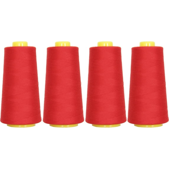 Threadart Polyester Serger Thread - 2750 yds 40/2 - Christmas Red - 56 Colors Available - 4 Cone Bundle Pack