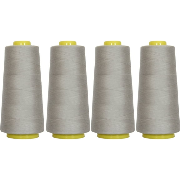 Threadart Polyester Serger Thread - 2750 yds 40/2 - Grey - 56 Colors Available - 4 Cone Bundle Pack