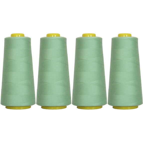 Threadart Polyester Serger Thread - 2750 yds 40/2 - Mint Green - 56 Colors Available - 4 Cone Bundle Pack