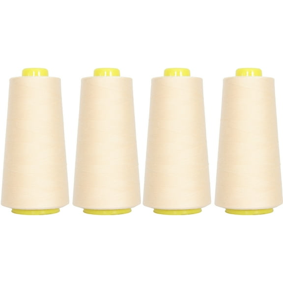 Threadart Polyester Serger Thread - 2750 yds 40/2 - Natural - 56 Colors Available - 4 Cone Bundle Pack