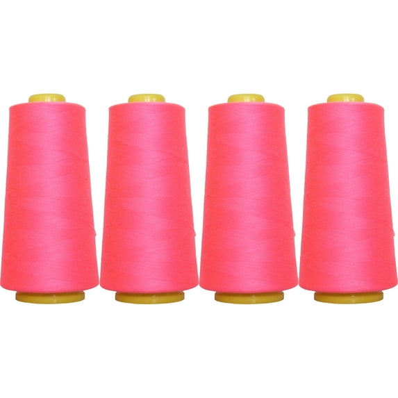 Threadart Polyester Serger Thread - 2750 yds 40/2 - Neon Pink - 56 Colors Available - 4 Cone Bundle Pack