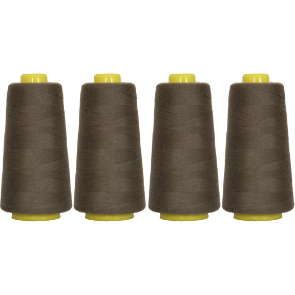 Threadart Polyester Serger Thread - 2750 yds 40/2 - Pewter - 56 Colors Available - 4 Cone Bundle Pack