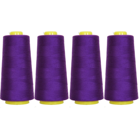 Threadart Polyester Serger Thread - 2750 yds 40/2 - Purple - 56 Colors Available - 4 Cone Bundle Pack