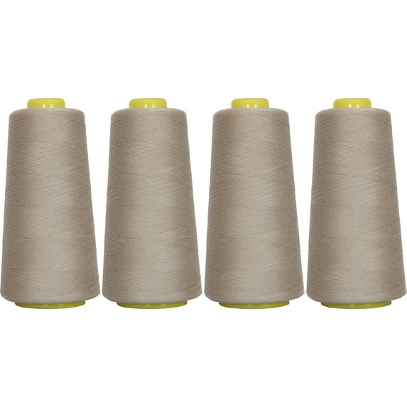 Threadart Polyester Serger Thread - 2750 yds 40/2 - Silver Grey - 56 Colors Available - 4 Cone Bundle Pack
