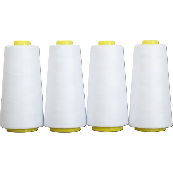 Threadart Polyester Serger Thread - 2750 yds 40/2 - White - 56 Colors - 4 Cone Bundle Pack