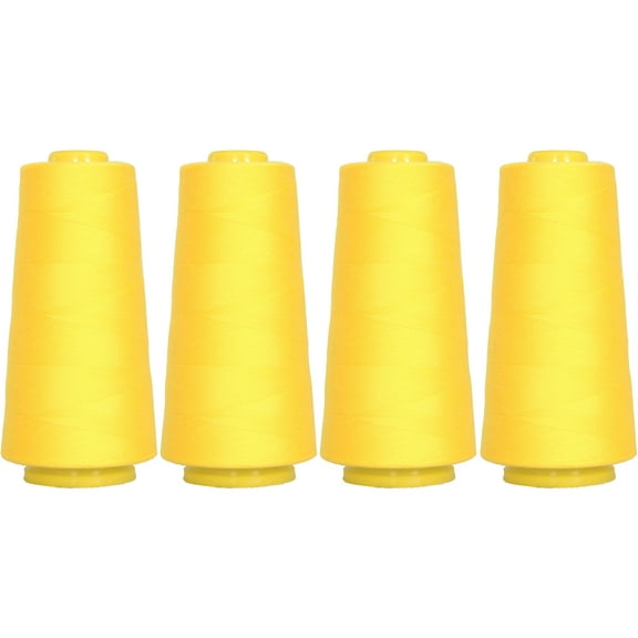 Threadart Polyester Serger Thread - 2750 yds 40/2 - Yellow - 56 Colors Available - 4 Cone Bundle Pack