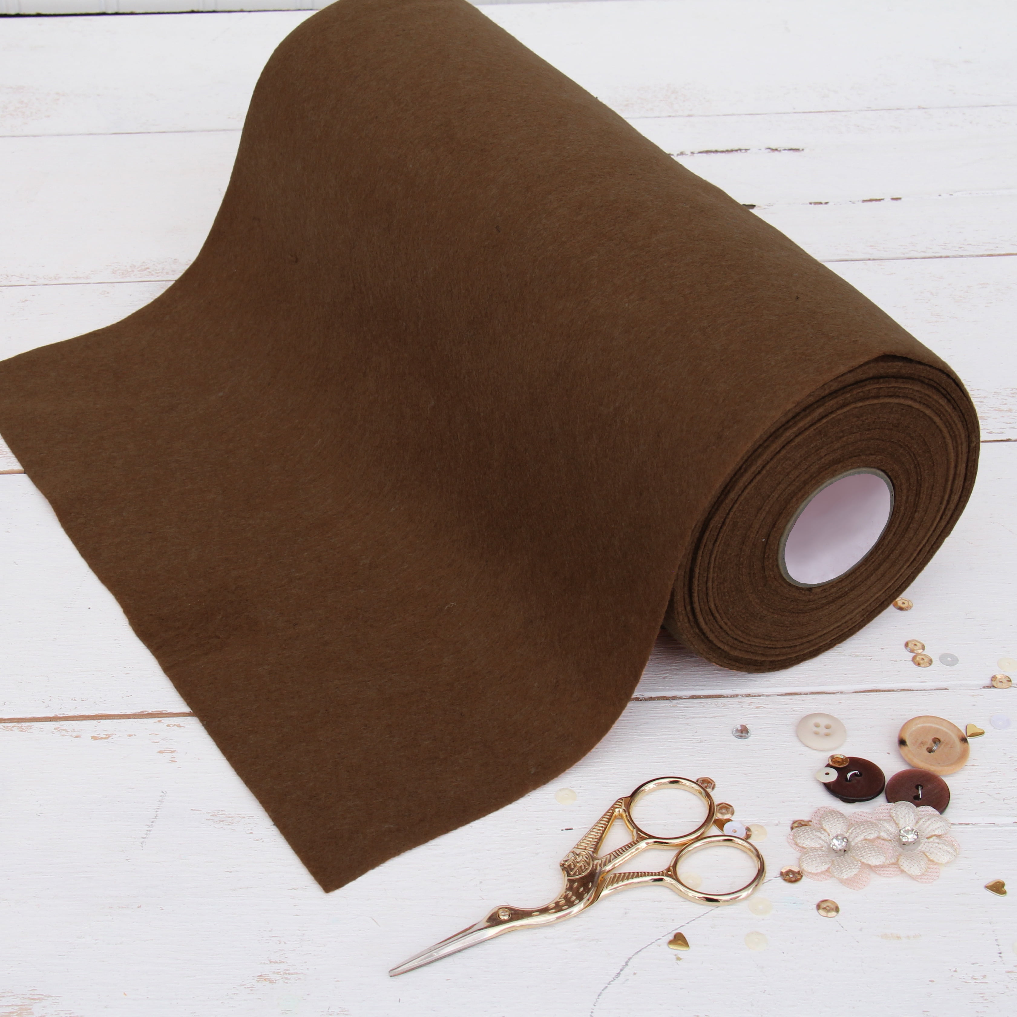 Threadart Premium Felt Roll - 12" x 10yd | Soft Wool-Like Feel | 1.2mm Thick for DIY Crafts, Sewing, Crafting Projects | Compatible with Cricut Maker | Brown