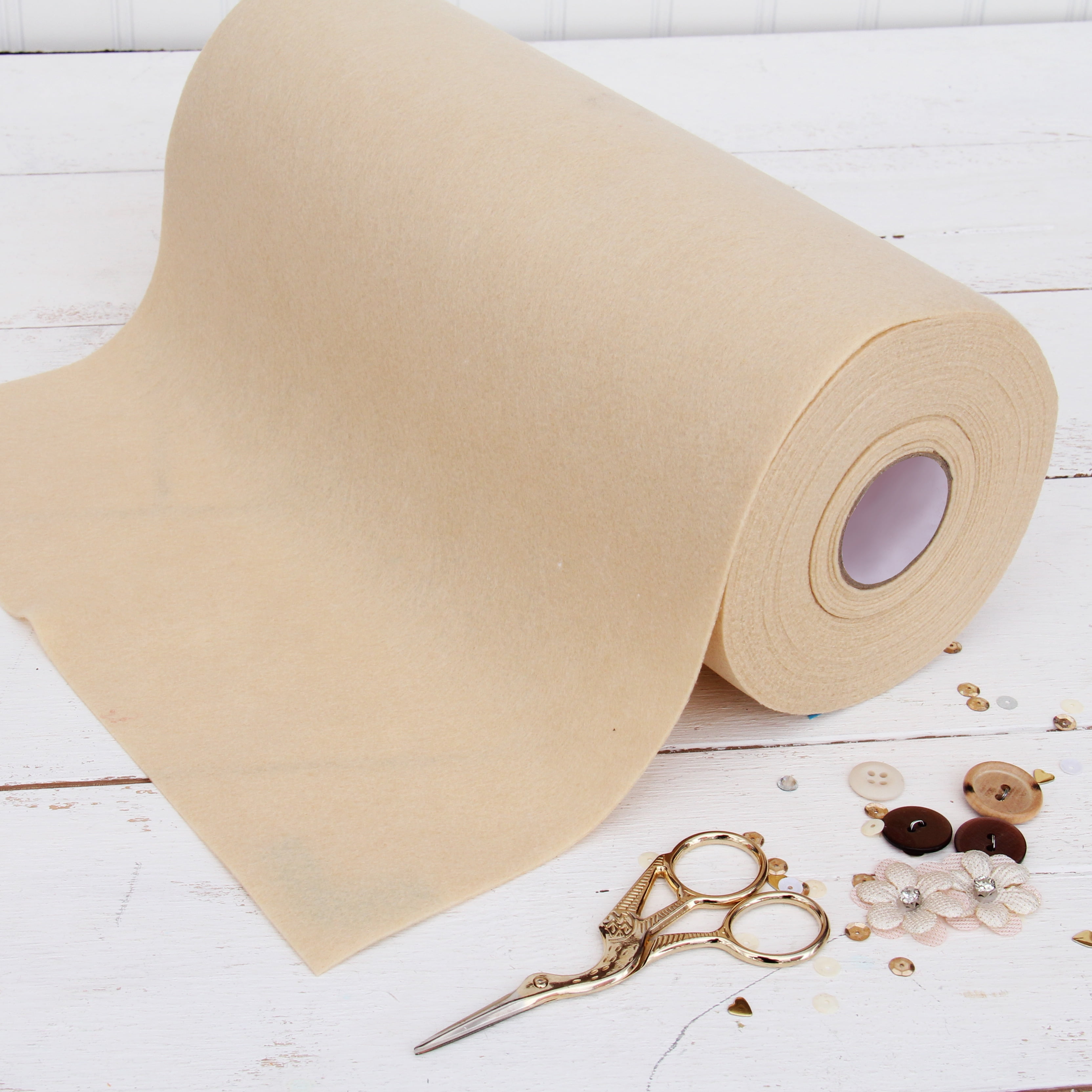 Threadart Premium Felt Roll - 12" x 10yd | Soft Wool-Like Feel | 1.2mm Thick for DIY Crafts, Sewing, Crafting Projects | Compatible with Cricut Maker | Cream