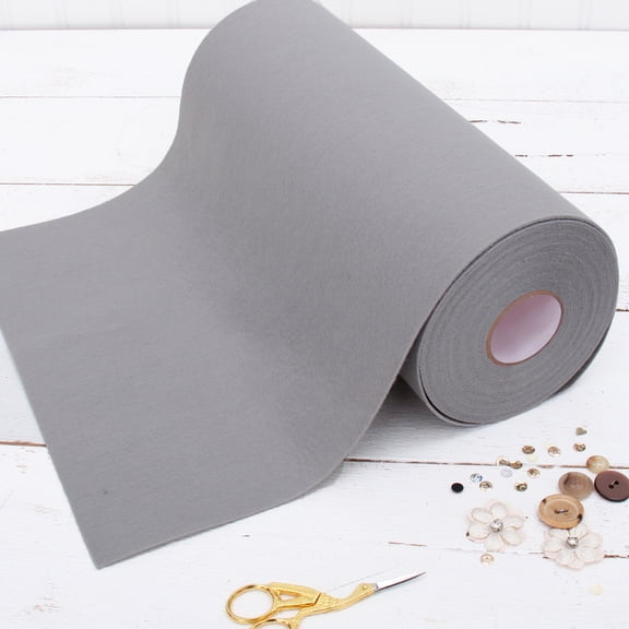 Threadart Premium Felt Roll - 12" x 10yd | Soft Wool-Like Feel | 1.2mm Thick for DIY Crafts, Sewing, Crafting Projects | Compatible with Cricut Maker | Light Grey