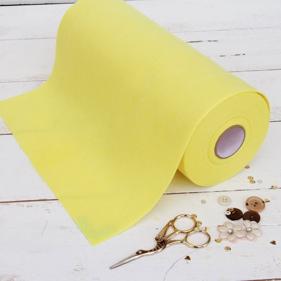 Threadart Premium Felt Roll - 12" x 10yd | Soft Wool-Like Feel | 1.2mm Thick for DIY Crafts, Sewing, Crafting Projects | Compatible with Cricut Maker | Light Yellow